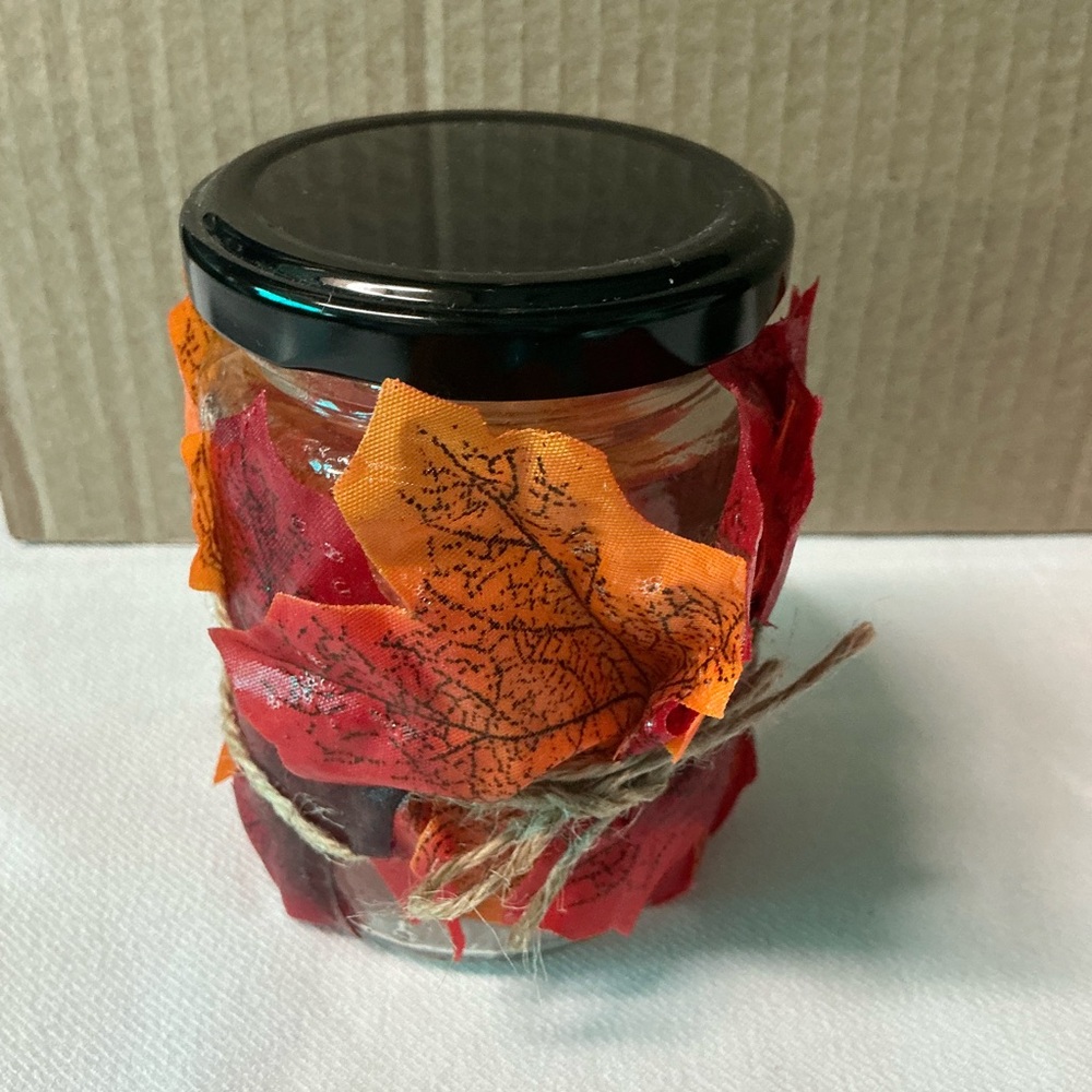 Autumn Fall Handmade Decorative Horizon Sunrise Leaf Jar